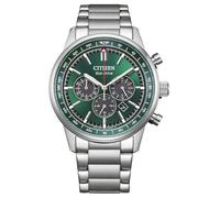 Citizen Eco-Drive CA4720-52X Montre chronographe solaire pour homme avec cadran vert et bracelet en acier inoxydable Argenté