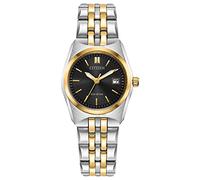 Citizen Eco-Drive Corso Classic Montre pour femme en acier inoxydable bicolore avec cadran noir (modèle : EW2299-50E), Cadran bicolore doré/noir, 5 1/2 inches, Classique