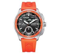 Citizen Eco-Drive WaveTracker pour Homme : boîtier en Acier Inoxydable argenté de 42 mm avec Bracelet BENEBIOL et Cadran Noir à Rayons solaires, écran LCD MIP (Style : JV3000-13E)