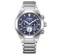 Citizen Zenshin Senkei Eco-Drive Solar Super Titanium Chronographe avec bracelet en titane et verre saphir, bleu, Moderne