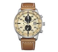 Citizen Montre Aviator Chrono Beige et Marron pour Homme - Réf. CA0880-15X