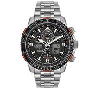 Citizen Montre pilote Promaster Air Skyhawk Eco-Drive pour homme, technologie atomique, chronographe, indicateur de réserve de marche, affichage Ana-digi, aiguilles et marqueurs lumineux, cristal