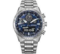 Citizen Promaster Sky Pilot JV2000-51L - Montre Eco-Drive U830 pour homme en acier inoxydable, cadran bleu, multifonction, 20 ATM