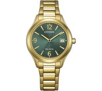 Citizen Montre Femme FE6122-64X Eco-Drive solaire Vert pétrole Doré 50 m étanche