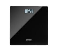 CITIZEN Pèse-Personne avec Mémoire de Poids Précédent, Grand Écran LCD, Balance de Salle de Bain, Technologie Step-On, Design Slim 22 mm, Verre de Haute Résistance, Noir