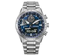 Citizen Promaster Sky Pilot JV2000-51L - Montre Eco-Drive U830 pour homme en acier inoxydable, cadran bleu, multifonction, 20 ATM