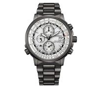 Citizen Radiocontrol AT8304-57A - Montre homme Eco-Drive H800, radiocommandée, acier inoxydable gris, chronographe, cadran blanc, 20 ATM