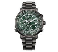 Citizen Radiocontrol AT8304-57W - Montre homme Eco-Drive H800, radiocommandée, acier inoxydable gris, chronographe, cadran vert, 20 ATM