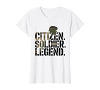 Citizen Soldier Legend Military Pride T-Shirt Graphique avec Valeur, Femme, Blanc, S
