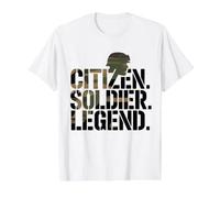 Citizen Soldier Legend Military Pride T-Shirt Graphique avec Valeur, Homme, Blanc, S