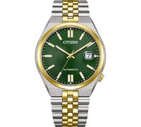 Citizen Tsuyosa 60 NK0024-54X Montre mécanique Unisexe en Acier Bicolore avec Cadran doré et Verre Saphir Vert 40 mm