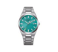 Citizen Vagary by Montre Homme Classique Timeless IB9-719-71 | Boîtier et Bracelet Acier 38 mm | Cadran Turquoise/Teal à Rayures avec Date | Quartz | WR 5 BAR