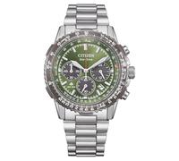 CITIZEN Montre unisexe Eco-Drive Promaster Air Navihawk Solar Chronographe avec bracelet en acier inoxydable de 40 mm de diamètre en différentes variantes, vert
