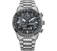 Citizen Promaster Sky Pilot JV2006-55H - Montre homme Eco-Drive U830 multifonction, acier inoxydable, cadran gris, 20 ATM