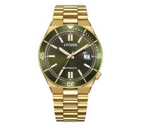 Citizen Montre automatique homme Tsuyosa Shore NJ0232-53X – Or jaune 40mm, cadran vert, WR10BAR