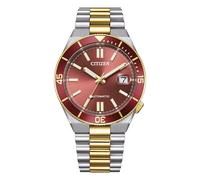 Citizen Montre Homme Automatique Tsuyosa Shore NJ0234-58X | Boîtier et Bracelet Bicolore (Acier et Or) 40 mm | Cadran Rouge avec Verre Saphir et Lentille | Mécanique à Vue | WR 10 BAR