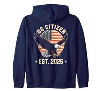 Citoyen américain Est. 2026 Drapeau américain Immigration Aigle à tête Blanche Sweat à Capuche