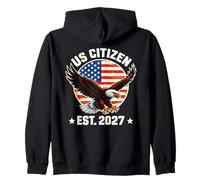 Citoyen américain Est. 2027 Drapeau américain Immigration Aigle à tête Blanche Sweat à Capuche