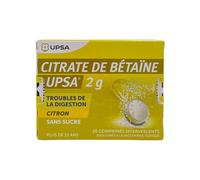 Citrate de betaïne UPSA 20 comprimés effervescents sans sucre goût citron