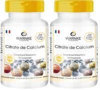 Citrate de calcium - avec 900mg de Calcium par dose journalière - 90 comprimés | Warnke Vitalstoffe - Qualité des pharmacies allemandes (Lot de 2)