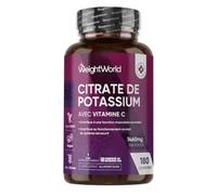 Citrate de Potassium 1460mg avec Vitamine C, 180 Comprimés Vegan Cassables