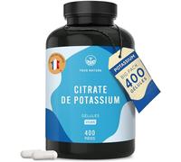 Citrate de Potassium 2.222 mg | 400 Gélules pour 200 jours - 800 mg Potassium Élémentaire - Complément Haute Dose - Vegan - Sans Additifs, Excipients, Gluten & Lactose | TRUE NATURE
