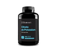Citrate de Potassium 2105 mg - 800 mg Élémentaire, 40% VNR - 180 Gélules | le Potassium pour Muscles, Nerfs & Tension Artérielle - Sans Additifs, Sans Gluten - 2 par Jour, 3 Mois - Zenement