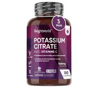Citrate de Potassium avec Vitamine C, 180 Comprimés Vegan Cassables pour 3 Mois, Potassium Citrate Kalium avec Vit C Acide L-Ascorbique sans Stéarate de Magnésium