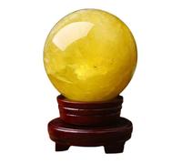 Citrine Ball, Feng Shui Crystal Ball Ornaments Office Living Room Study Porch Lucky Home Decorations Crystal Divination Ball for Divination Decoration,Yellow-16cm/6.3in