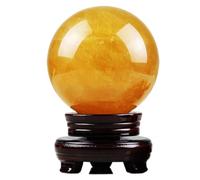 Citrine Ball Ornement Decoration Home Decoration Top Decor Decorcorations Home Decorations Divination Sphere Sculpture Crystal Prop Sphère Crystal Boule de Cristal Jaune en Bois, Citrine Ball-18cm