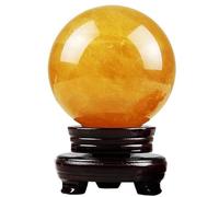 Citrine Ball Ornement Home Decoration Table Top Decor Decorcorations Home Decorations Divination Sphere Sculpture Crystal Prop Sphere Crystal Boule en Cristal Jaune en Bois, Citrine Ball-6cm