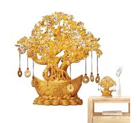 Citrine Chinoise avec pièce en - Arbre d'argent Traditionnel décoratif en - Superbe avec énergie Positive - Décoration pour la Maison et Le Bureau