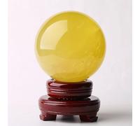 Citrine Crystal Ball with Wooden Stand, Yellow Crystal Ball Ornaments,Scrying,Magic Gemstone Sphere for Home Office Entrance Gift Decoration,3cm/1.2in