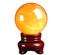 Citrine Crystal Balls| Yellow Calcite Sphere Ball|Feng Shui Desktop Decoration| Lucky Divination |Office Living Room Study Porch Ornaments,7.9"(20cm) Gemstone Stone
