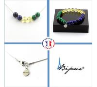 Citrine + Lapis-lazuli + Malachite Set de bracelets de perles 8 mm chaîne en acier inoxydable