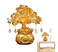 Citrine Money Tree - en, Pièce de Monnaie en Pierre précieuse Brillante, Fortune décorative Chinoise Traditionnelle | Décoration de Bureau à Domicile pour la Fortune Chance prospérité