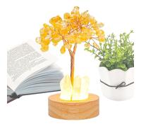 Citrine Tree Golden Fortune Lamp, Crystal Bonsai Night Light, 2.36x5.51 Inches Healing Gemstones LED Decoration, Warm Glow Energy Tree, Ideal for Living Room, Bedroom, Dormitory, Car, Holiday