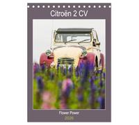 Citroën 2 CV - Flower Power (Tischkalender 2026 DIN A5 hoch), CALVENDO Monatskalender: Kultauto Ente inmitten bunter Blumen