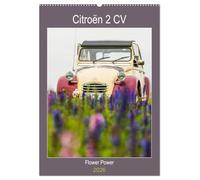 Citroën 2 CV - Flower Power (Wandkalender 2026 DIN A2 hoch), CALVENDO Monatskalender: Kultauto Ente inmitten bunter Blumen