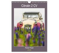 Citroën 2 CV - Flower Power (Wandkalender 2026 DIN A4 hoch), CALVENDO Monatskalender: Kultauto Ente inmitten bunter Blumen