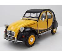 Citroen 2CV 6 Charleston Canard 1982 Jaune Noir Maquette de Voiture 1:24 Welly