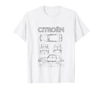 Citroën 2CV Black Diagramme Views T-Shirt, Homme, Blanc, 6XL