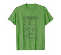 Citroën 2CV Black Diagramme Views T-Shirt, Homme, Herbe, M