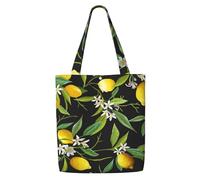 Citron et fleur，Sacs d'épicerie réutilisables, sacs fourre-tout de grande capacité, sac à bandoulière en toile