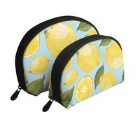 Citron Jaune Les Arts, Trousse de Maquillage Coquille Femme Petit Porte-Monnaie Trousse de Toilette Trousse à cosmétiques 2 pièces