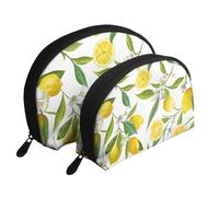 Citron Jaune, Trousse de Maquillage Coquille Femme Petit Porte-Monnaie Trousse de Toilette Trousse à cosmétiques 2 pièces