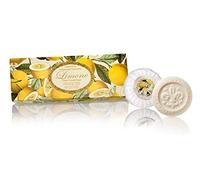 Citron Savon, rond 3 St par 100 g, Savon de Fiorentino italienne, la main avec décoratif gravé