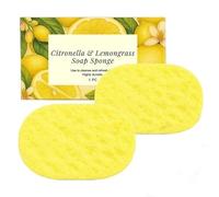 Citronella Lemongrass Soap Sponge, Gentle Exfoliating Bath Sponge,Natural Bath Sponges,Reusable Shower Sponges for All Skin Types Body Cleaning, for Men & Women (2 pcs)