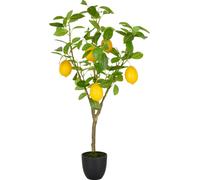 Citronnier artificiel 90 cm vert dans pot plastique 14x13 cm pour balcon, jardin & salon