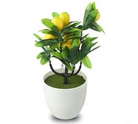 Citronnier artificiel décoratif en pot avec récipient pour salon, balcon, bureau, jardin, décoration d'intérieur, 24 cm de hauteur